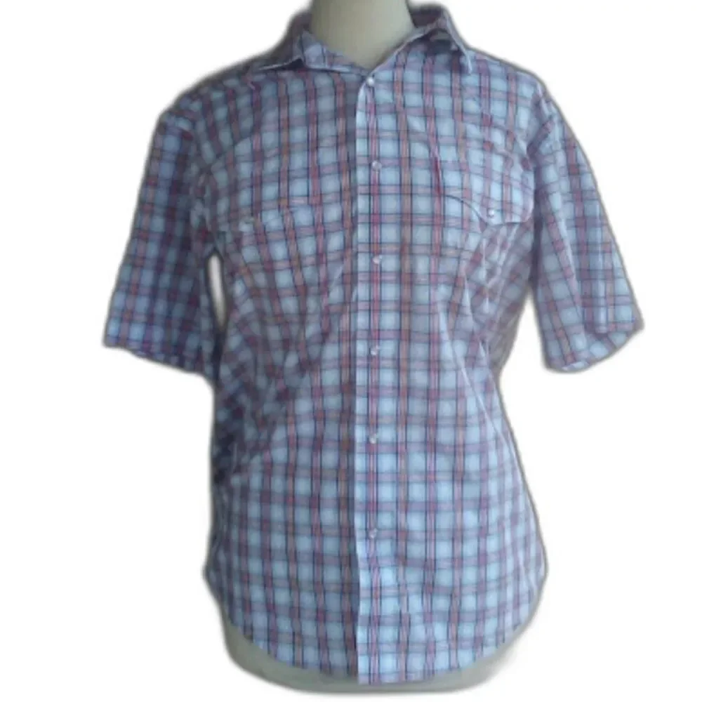 Wrangler Men's Shirt Vintage 90s Plaid Western Short Sleeve New Without Tags L